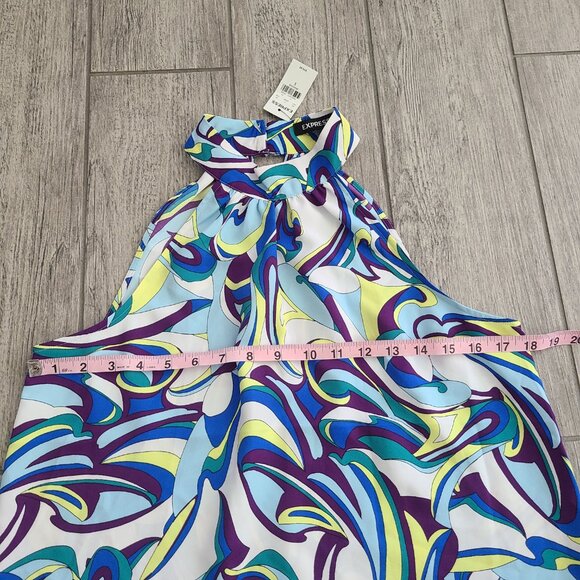 Express women's multi colored swirl print sleeveless halter top size small NWT - Picture 6 of 7